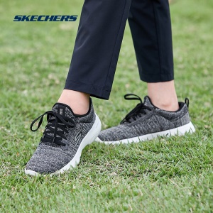 斯凯奇Skechers运动休闲鞋女 轻便透气防滑缓震跑步鞋15164 黑色/白色BKW 38
