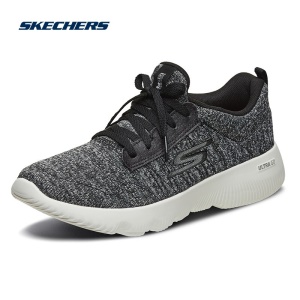 斯凯奇Skechers运动休闲鞋女 轻便透气防滑缓震跑步鞋15164 黑色/白色BKW 38